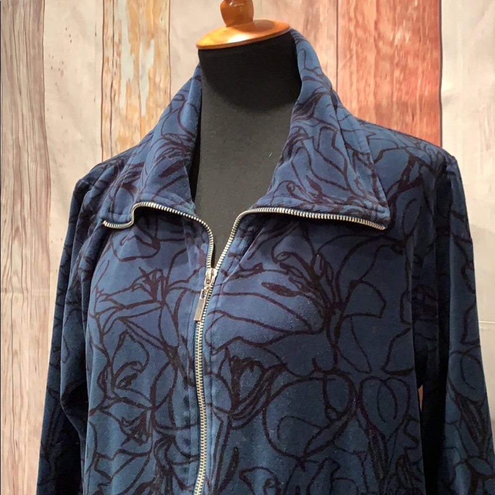 Style & Co Sport velour full zip jacket w pockets - Picture 2 of 6